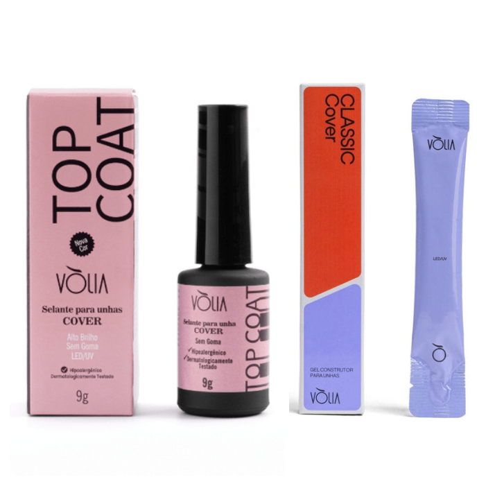 Vólia - Top Coat – Cover Frasco 9g + Vólia - Gel Classic Cover – Sachê 14g